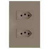 Conjunto Tomada Dupla 10a Separado 4x2 - RECTA FENDI SATIN FOSCO 